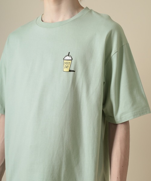 オーバーサイズ カフェガール イラスト プリント Tシャツ