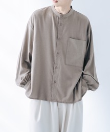 epnok | Sideslit Linen Band collar Shirt/サイドスリットリネンバンドカラーシャツ(シャツ/ブラウス)