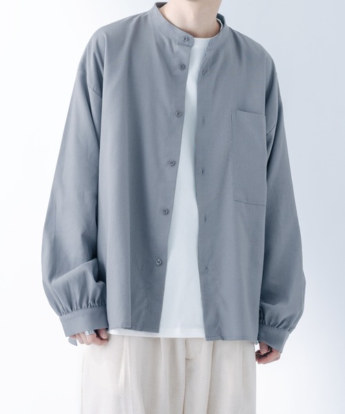 サイドスリットリネンバンドカラーシャツ（シャツ/ブラウス）｜epnok