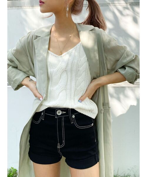 GYDA（ジェイダ）の「ケーブルブリーチKTキャミ（キャミソール・レディース・オフホワイト/ネイビー/ボルドー・FREE）」の7枚目の写真