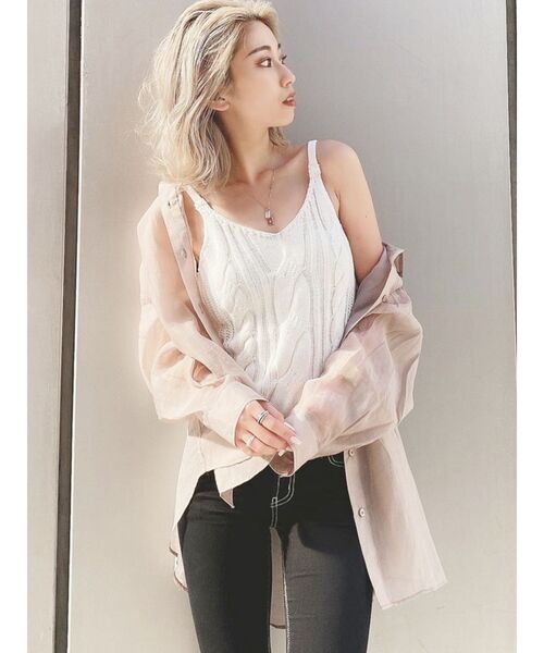 GYDA（ジェイダ）の「ケーブルブリーチKTキャミ（キャミソール・レディース・オフホワイト/ネイビー/ボルドー・FREE）」の11枚目の写真