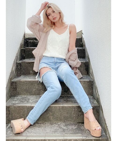 GYDA（ジェイダ）の「ケーブルブリーチKTキャミ（キャミソール・レディース・オフホワイト/ネイビー/ボルドー・FREE）」の12枚目の写真