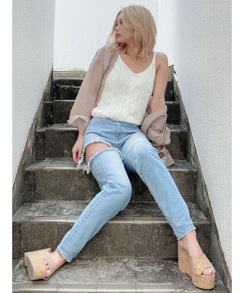 GYDA（ジェイダ）の「ケーブルブリーチKTキャミ（キャミソール・レディース・オフホワイト/ネイビー/ボルドー・FREE）」の13枚目の写真