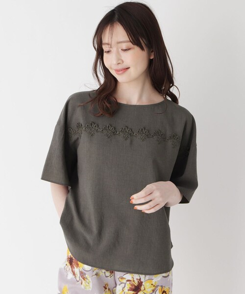 smart pink（スマートピンク）の「◆【手洗い可】リネンライクブラウス（シャツ/ブラウス・レディース・ネイビー/ダークグレー・88）」の2枚目の写真