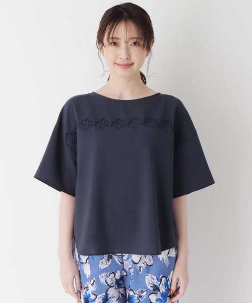 smart pink（スマートピンク）の「◆【手洗い可】リネンライクブラウス（シャツ/ブラウス・レディース・ネイビー/ダークグレー・88）」の7枚目の写真