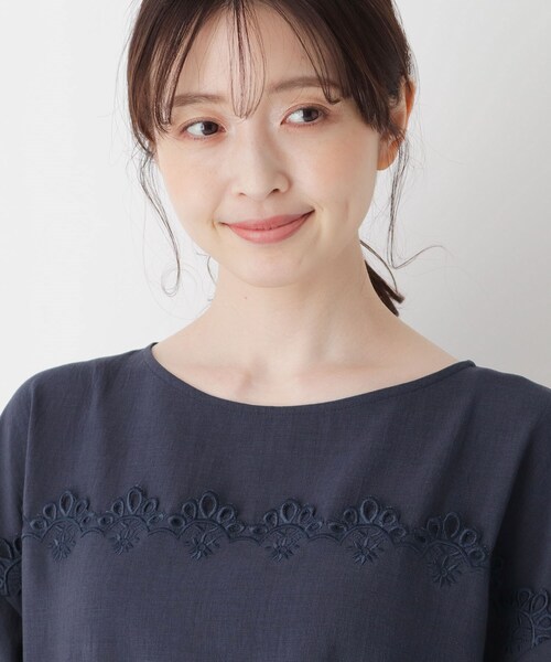 smart pink（スマートピンク）の「◆【手洗い可】リネンライクブラウス（シャツ/ブラウス・レディース・ネイビー/ダークグレー・88）」の3枚目の写真