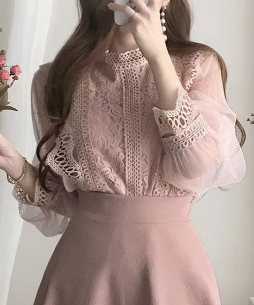 Girly Doll(ガーリードール)の「レースドッキングブラウス(シャツ/ブラウス・レディース・ホワイト/ブラック/ピンク・FREE)」の12枚目の写真