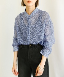 select MOCA | 2021 SS スタンドカラーペイズリー柄シアーシャツ(シャツ/ブラウス)