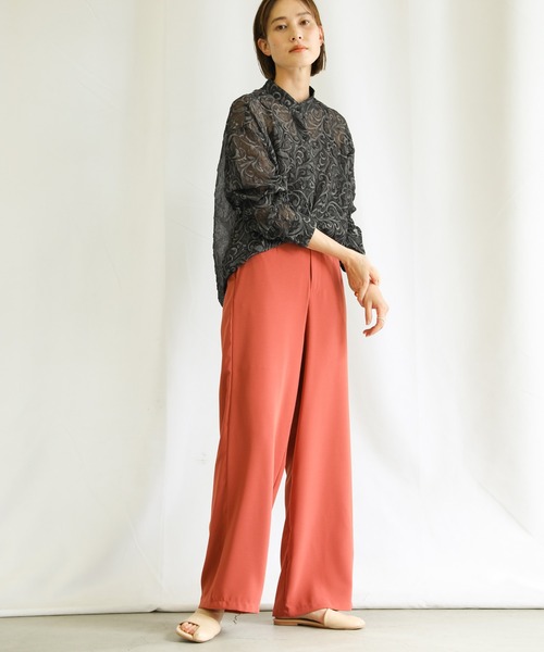 select MOCA（セレクトモカ）の「2021 SS スタンドカラーペイズリー柄シアーシャツ（シャツ/ブラウス・レディース・ブラック/ブルー/ライトグリーン・FREE）」の6枚目の写真