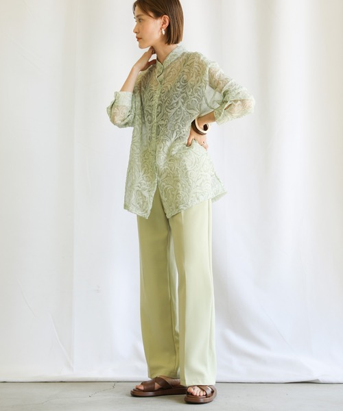 select MOCA（セレクトモカ）の「2021 SS スタンドカラーペイズリー柄シアーシャツ（シャツ/ブラウス・レディース・ブラック/ブルー/ライトグリーン・FREE）」の4枚目の写真