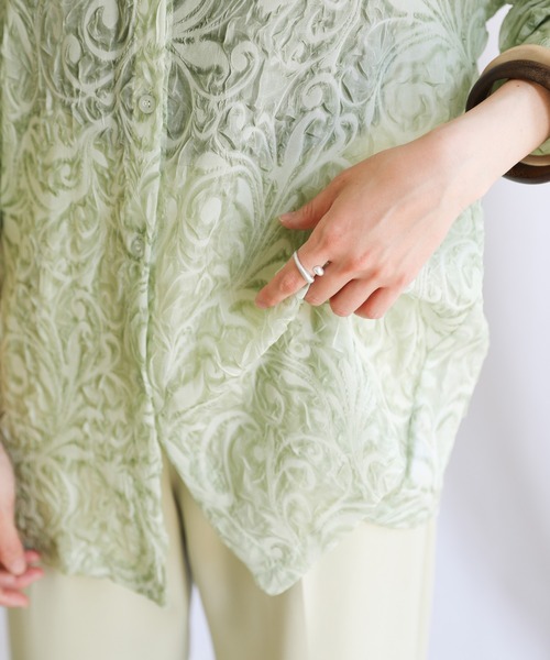 select MOCA（セレクトモカ）の「2021 SS スタンドカラーペイズリー柄シアーシャツ（シャツ/ブラウス・レディース・ブラック/ブルー/ライトグリーン・FREE）」の10枚目の写真