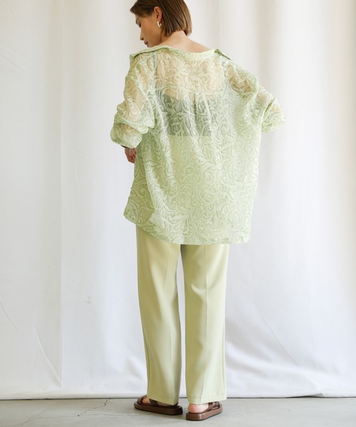 select MOCA（セレクトモカ）の「2021 SS スタンドカラーペイズリー柄シアーシャツ（シャツ/ブラウス・レディース・ブラック/ブルー/ライトグリーン・FREE）」の8枚目の写真