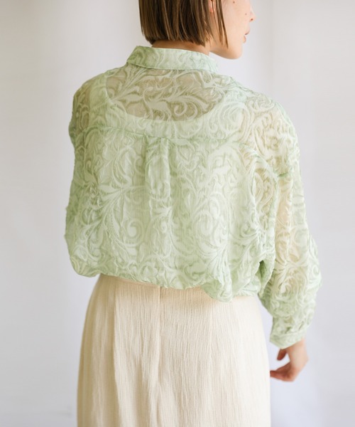 select MOCA（セレクトモカ）の「2021 SS スタンドカラーペイズリー柄シアーシャツ（シャツ/ブラウス・レディース・ブラック/ブルー/ライトグリーン・FREE）」の15枚目の写真