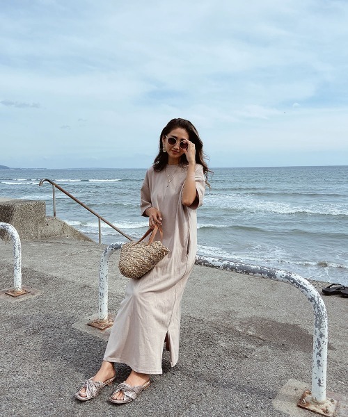 esutoreja（エストレジャ）の「ロングTシャツワンピース（ワンピース・レディース・ベージュ/イエロー/ブルー・FREE）」の5枚目の写真