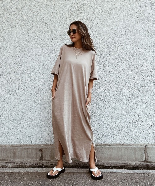 esutoreja（エストレジャ）の「ロングTシャツワンピース（ワンピース・レディース・ベージュ/イエロー/ブルー・FREE）」の7枚目の写真