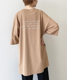 Samansa Mos2 blue | バックプリントチュニックTee(Tシャツ/カットソー)