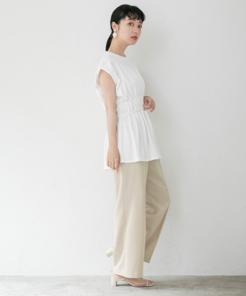 LOWRYS FARM（ローリーズファーム）の「ドライタッチセミワイドパンツ　952502（その他パンツ・レディース・アイボリー/チャコールグレー/オレンジ・MEDIUM/LARGE）」の4枚目の写真