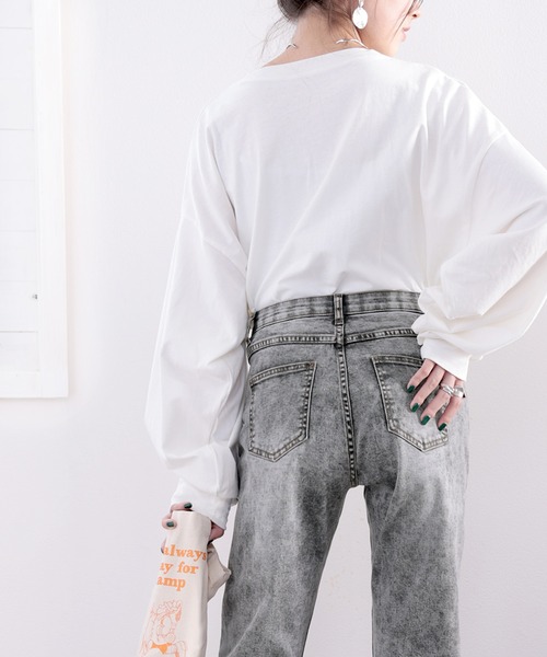 classicalelf（クラシカルエルフ）の「病みつきストレッチ！ウエストゴムケミカルテーパードデニムパンツ（デニムパンツ・レディース・ブラック/ブルー・SMALL/MEDIUM/LARGE/X-LARGE/XX-LARGE）」の11枚目の写真