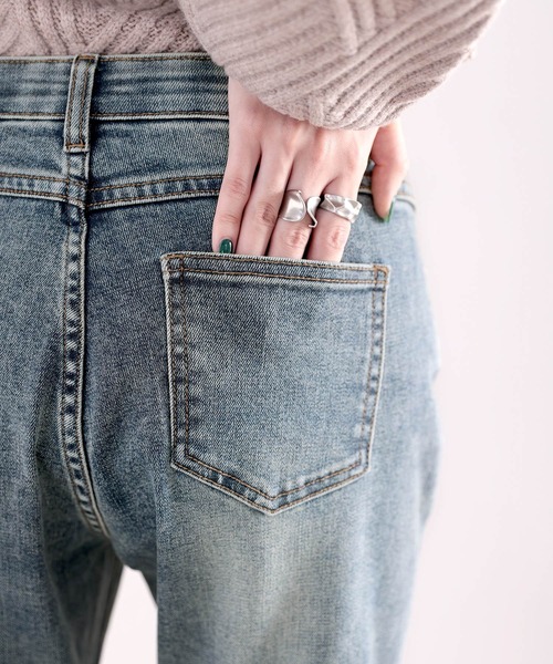 classicalelf（クラシカルエルフ）の「病みつきストレッチ！ウエストゴムケミカルテーパードデニムパンツ（デニムパンツ・レディース・ブラック/ブルー・SMALL/MEDIUM/LARGE/X-LARGE/XX-LARGE）」の14枚目の写真