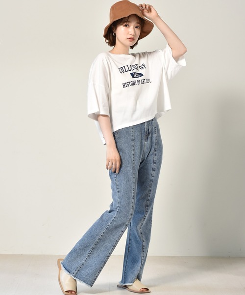 RETRO GIRL(レトロガール)の「カレッジロゴショートTee(Tシャツ/カットソー・レディース・ブルー/レッド/チャコールグレー/オフホワイト・FREE)」の7枚目の写真