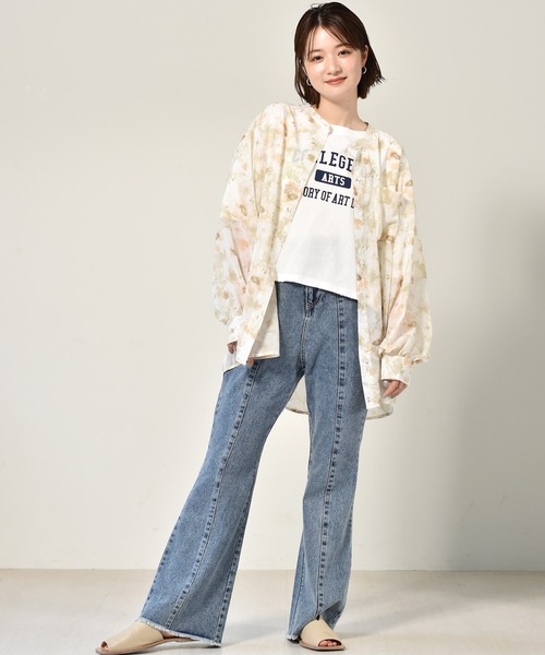 RETRO GIRL(レトロガール)の「カレッジロゴショートTee(Tシャツ/カットソー・レディース・ブルー/レッド/チャコールグレー/オフホワイト・FREE)」の8枚目の写真