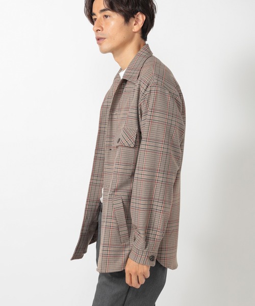 UNION STATION（ユニオンステーション）の「T/Rチェックシャツブルゾン（シャツ/ブラウス・メンズ・ブラウン系その他/グリーン系その他・S/M/L）」の7枚目の写真