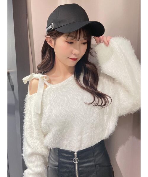 EATME シャツカラーアンサンブルニットTOP オフホワイト イートミー