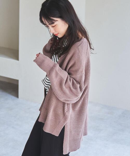 coen（コーエン）の「［洗える］カタアゼリラックスVネックカーディガン（WEB限定カラー）（カーディガン/ボレロ・レディース・モカ/マスタード/ブラック/ライム/オフホワイト・FREE）」の8枚目の写真