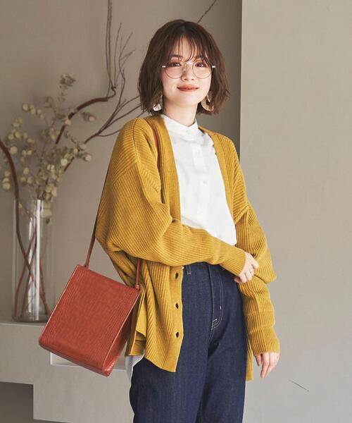 coen（コーエン）の「［洗える］カタアゼリラックスVネックカーディガン（WEB限定カラー）（カーディガン/ボレロ・レディース・モカ/マスタード/ブラック/ライム/オフホワイト・FREE）」の20枚目の写真