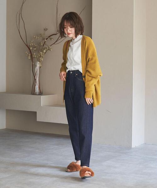 coen（コーエン）の「［洗える］カタアゼリラックスVネックカーディガン（WEB限定カラー）（カーディガン/ボレロ・レディース・モカ/マスタード/ブラック/ライム/オフホワイト・FREE）」の21枚目の写真