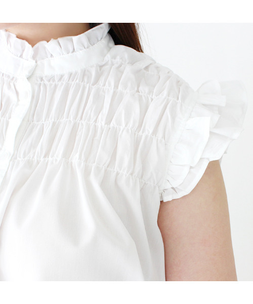 MODE ROBE（モードローブ）の「シャーリングノースリーブブラウス（シャツ/ブラウス・レディース・パープル/ホワイト/ブラック・FREE）」の10枚目の写真