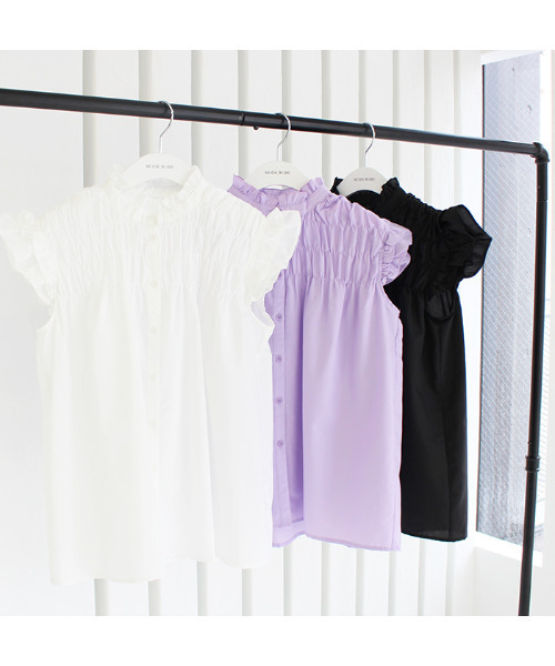 MODE ROBE（モードローブ）の「シャーリングノースリーブブラウス（シャツ/ブラウス・レディース・パープル/ホワイト/ブラック・FREE）」の12枚目の写真