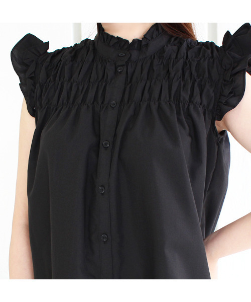 MODE ROBE（モードローブ）の「シャーリングノースリーブブラウス（シャツ/ブラウス・レディース・パープル/ホワイト/ブラック・FREE）」の15枚目の写真