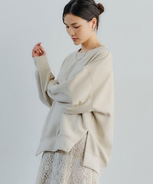 green label relaxing（グリーンレーベルリラクシング）の「フェイク スエード ダンボール ジップ プルオーバー カットソー（Tシャツ/カットソー・レディース・モカ/ナチュラル/ライム・FREE）」の5枚目の写真