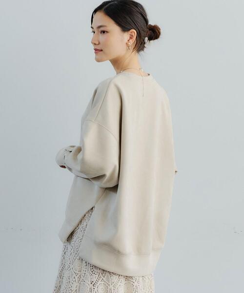 green label relaxing（グリーンレーベルリラクシング）の「フェイク スエード ダンボール ジップ プルオーバー カットソー（Tシャツ/カットソー・レディース・モカ/ナチュラル/ライム・FREE）」の6枚目の写真