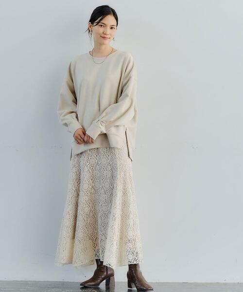 green label relaxing（グリーンレーベルリラクシング）の「フェイク スエード ダンボール ジップ プルオーバー カットソー（Tシャツ/カットソー・レディース・モカ/ナチュラル/ライム・FREE）」の8枚目の写真