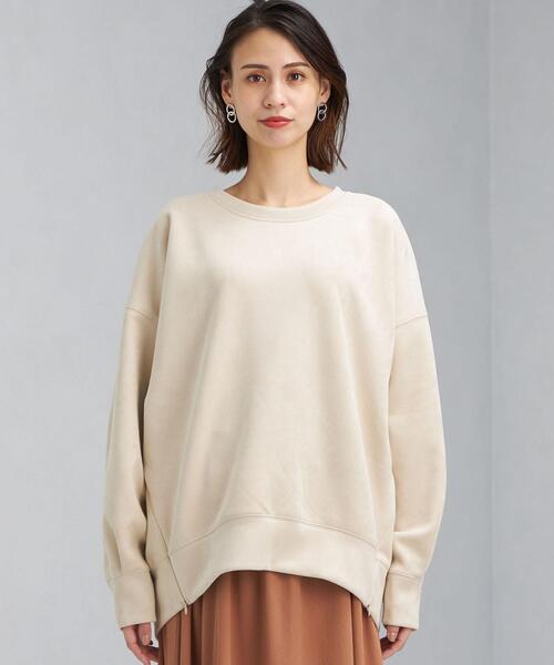 green label relaxing（グリーンレーベルリラクシング）の「フェイク スエード ダンボール ジップ プルオーバー カットソー（Tシャツ/カットソー・レディース・モカ/ナチュラル/ライム・FREE）」の11枚目の写真