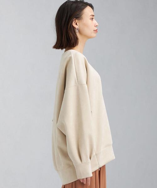 green label relaxing（グリーンレーベルリラクシング）の「フェイク スエード ダンボール ジップ プルオーバー カットソー（Tシャツ/カットソー・レディース・モカ/ナチュラル/ライム・FREE）」の12枚目の写真