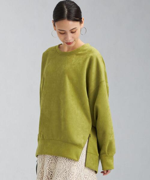 green label relaxing（グリーンレーベルリラクシング）の「フェイク スエード ダンボール ジップ プルオーバー カットソー（Tシャツ/カットソー・レディース・モカ/ナチュラル/ライム・FREE）」の22枚目の写真