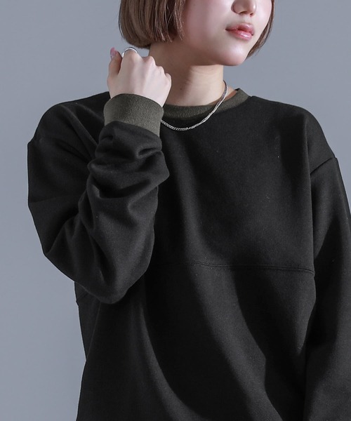osharewalker(オシャレウォーカー)の「『切替ステッチ微配色スウェット』(スウェット・レディース・ブラック/グレイッシュベージュ/グレイッシュブルー・2/3)」の8枚目の写真