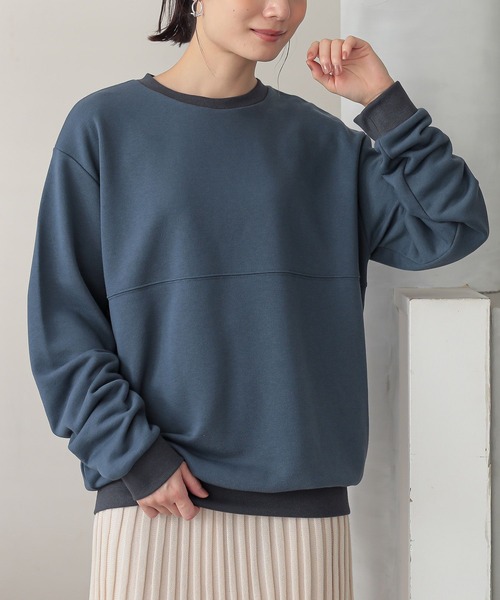 osharewalker(オシャレウォーカー)の「『切替ステッチ微配色スウェット』(スウェット・レディース・ブラック/グレイッシュベージュ/グレイッシュブルー・2/3)」の10枚目の写真