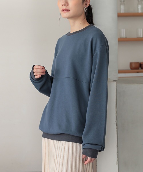 osharewalker(オシャレウォーカー)の「『切替ステッチ微配色スウェット』(スウェット・レディース・ブラック/グレイッシュベージュ/グレイッシュブルー・2/3)」の11枚目の写真