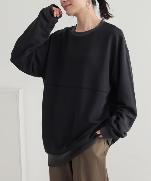 osharewalker(オシャレウォーカー)の「『切替ステッチ微配色スウェット』(スウェット・レディース・ブラック/グレイッシュベージュ/グレイッシュブルー・2/3)」の16枚目の写真