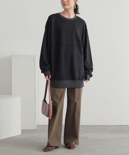 osharewalker(オシャレウォーカー)の「『切替ステッチ微配色スウェット』(スウェット・レディース・ブラック/グレイッシュベージュ/グレイッシュブルー・2/3)」の20枚目の写真