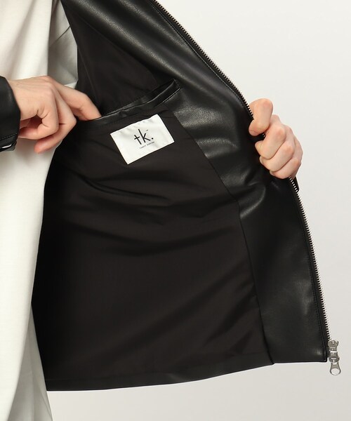 tk.TAKEO KIKUCHI（ティーケータケオキクチ）の「◆【WEB限定】シンセティックレザーシングルライダースジャケット（ライダースジャケット・メンズ・ブラック・01/03/02/05/04）」の2枚目の写真