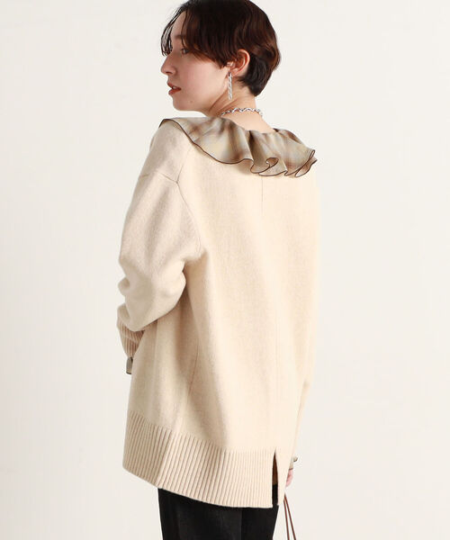 NOLLEY’S（ノーリーズ）の「◇【WEB限定カラーあり】MUSIC Vネックカーディガン（カーディガン/ボレロ・レディース・アイボリー/グレー/ベージュ/ライトグリーン/ライトブルー/ピンク/ベビーピンク/オフホワイト/ライトグレー系1/サックスブルー・38）」の21枚目の写真