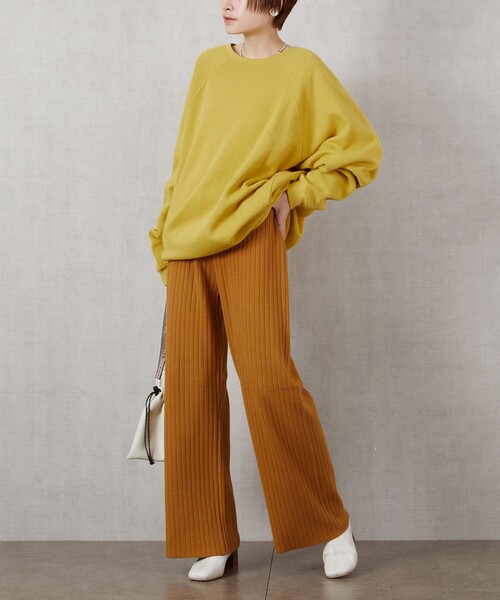 FREAK'S STORE（フリークスストア）の「▽【WEB限定】ワイドリブイージーニットパンツ（その他パンツ・レディース・ナチュラル/ブラック/ブラウン/マスタード/オリーブ・SMALL/MEDIUM）」の5枚目の写真