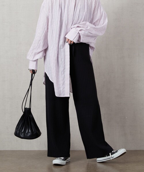 FREAK'S STORE（フリークスストア）の「▽【WEB限定】ワイドリブイージーニットパンツ（その他パンツ・レディース・ナチュラル/ブラック/ブラウン/マスタード/オリーブ・SMALL/MEDIUM）」の7枚目の写真