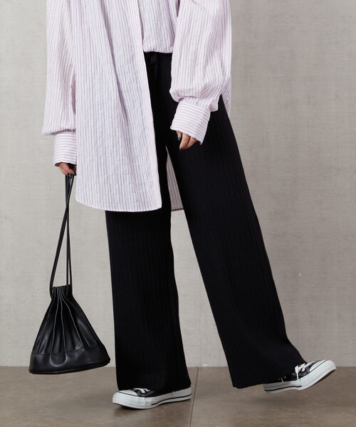 FREAK'S STORE（フリークスストア）の「▽【WEB限定】ワイドリブイージーニットパンツ（その他パンツ・レディース・ナチュラル/ブラック/ブラウン/マスタード/オリーブ・SMALL/MEDIUM）」の8枚目の写真