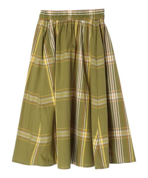 Green Parks(グリーンパークス)の「チェックギャザースカート*(スカート・レディース・グリーン/ライトベージュ・FREE)」の5枚目の写真